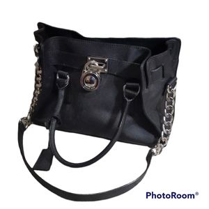 MICHAEL Michael Kors Hamilton Black Safiano Satchel Shoulder Bag